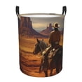 thumbnail image 1 of Balery Western Desert Cowboy Cloud Cesta de ropa redonda con asas, impermeable, independiente, para ropa, juguetes, dormitorio y familia-Small, 1 of 6
