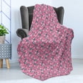thumbnail image 4 of Floral Soft Flannel Fleece Throw Blanket, Abstract Pink Flower Blossoms Swirl Tendrils Peonies Print, Cozy Plush for Indoor and Outdoor Use, 70" x 90", Teal Pink Magenta, by Ambesonne, 4 of 5