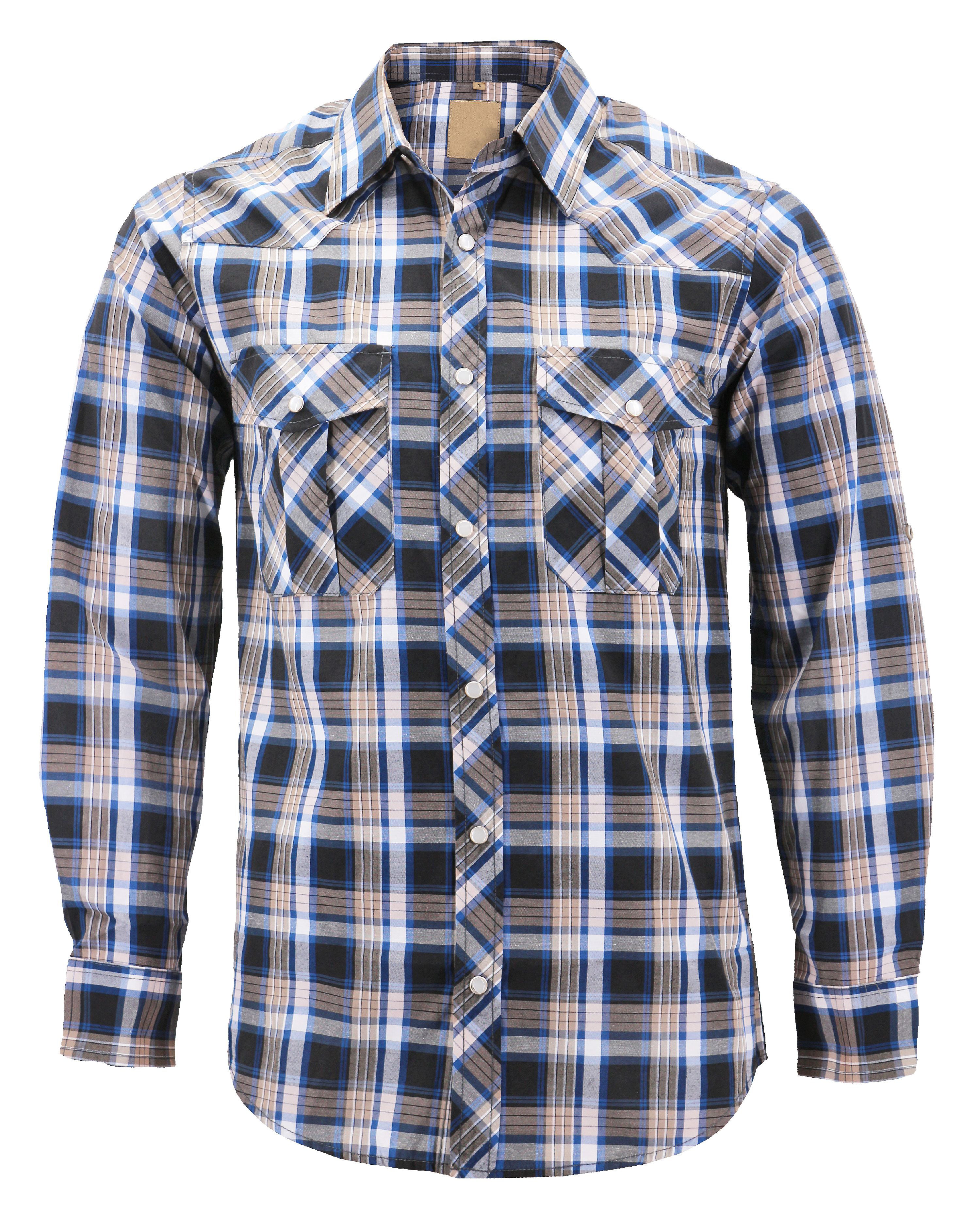 VKWEAR - Men’s Western Pearl Snap Button Down Casual Long Sleeve Plaid