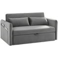thumbnail image 6 of MH Grey Velvet Sleeper Sofa Bed w/USB, 3-in-1 Adjustable Pull-Out Couch, High-Density Foam, 2 Lumbar Pillows, Side Pocket - Perfect for Living Room & Bedroom, 6 of 11