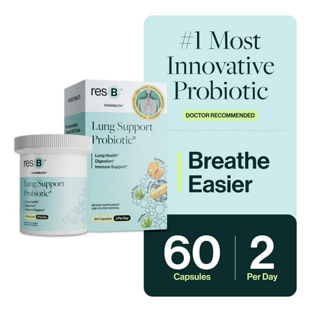 resbiotic resB Lung Support Probiotic Supplement for Respiratory and Gut Health, 60 Capsules