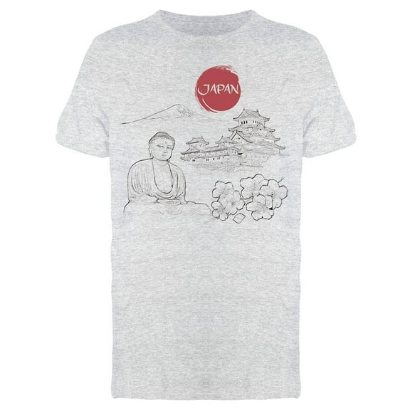 Japan Temple And Monk Tee Men's -Image by Shutterstock