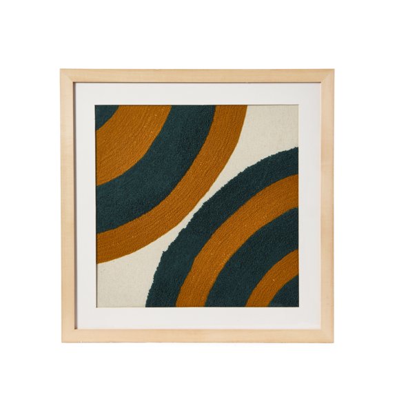 Creative Co-Op 18" Square Abstract Embroidery in Wood Frame