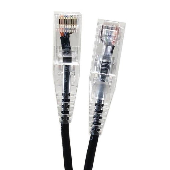 Micro Connectors E08-001B-SLIM5 1 ft. Ultra Slim 28AWG Cat6 UTP RJ45 Patch Cables, Black - Pack of 5