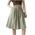 thumbnail image 2 of Utoimkio Women's Light Blue Culotte Shorts,High Waisted Cropped Wide Leg Trousers with Ruffled Waist and Buttons, 2 of 6