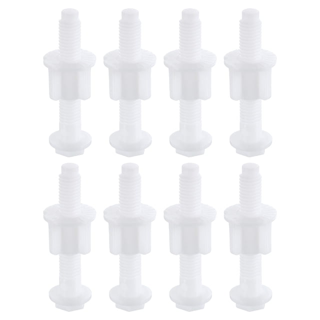 Uxcell 8Pcs Tornillos de bisagra de asiento de inodoro, tornillo de bisagra de plástico universal blanco con tuercas y arandelas para fijar el asiento superior del inodoro