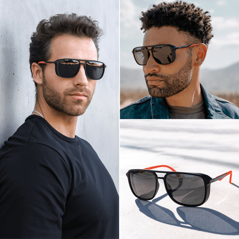 Wearme Pro - Polarized Modern Square Aviator Sunglasses for Men