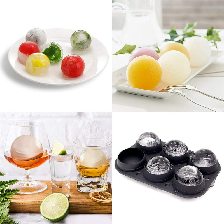Ice Ball Maker - Ticent Sphere Ice Cube Trays, Easy Release Reusable 2.5  Inch Large Silicone Round Ice Molds with Lids & Funnel for Whiskey,  Cocktails