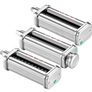Pasta Roller Attachment Set for KitchenAid Stand Mixers, 3-Piece Set, 8 Adjustable Thickness Settings, 2 Pasta Widths, Stainless Steel, Includes Cleaning Brush