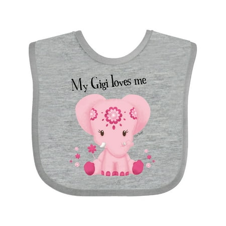 

Inktastic Aditi My Gigi Loves Me Pink Elephant Beautiful Gift Baby Girl Bib