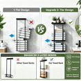 thumbnail image 5 of QIYFDDF Wall Towel Rack for Rolled Towels 3 Tier Metal Towel Holder 6 Hooks, 31.5in High Wall Mounted Towel Storage, 6 Large Bath Towels Capacity , Vertical Towel Storage Organizer Holder Black, 5 of 7