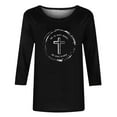thumbnail image 4 of ICHUANYI Women 3/4 Sleeves Tunic Tops Casual Shirts Pullover Loose Print Blouse, 4 of 5