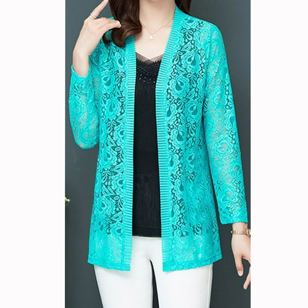 Women's Plus Size Floral Lace Shrug Cardigan Long Sleeve Crochet
