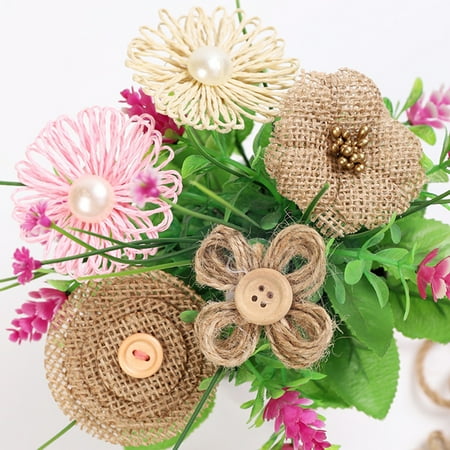 

Bestjia Handmade Linen Flower Simulation Multi-use Bowknot Pendant Eco-friendly Rustic Burlap Floral Decoration for Handicraft