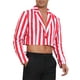thumbnail image 5 of Blazer a rayas para hombre, chaqueta deportiva de un solo botón con solapa de muesca, traje de rayas de negocios, rojo y blanco, 5 of 6
