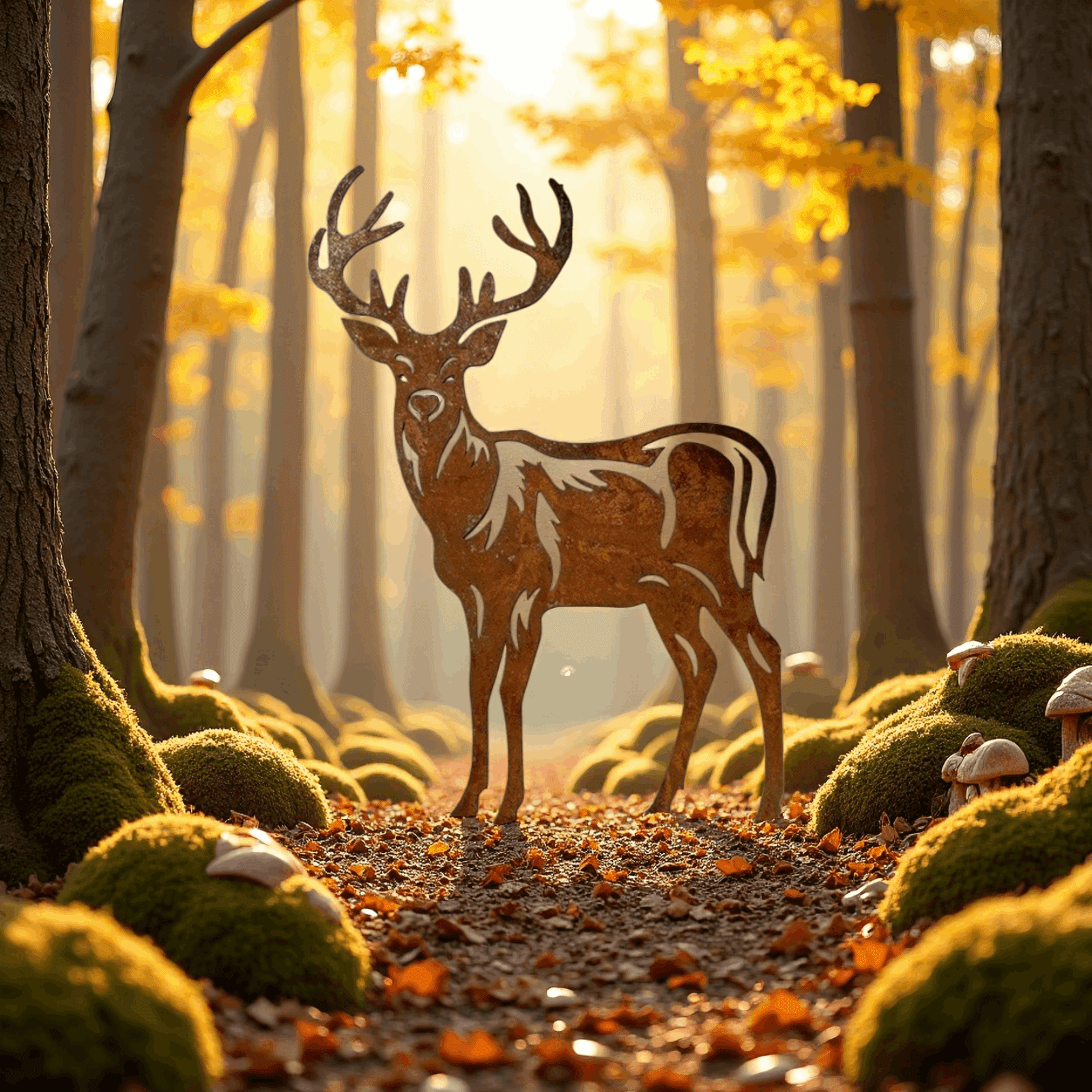 16" Christmas Deer Stakes Garden Decor for Outside Metal Decorative Garden Stakes Christmas Decorations Outdoor Realistic Deer Statues Decorations for Yard Art Patio Backyard Lawn