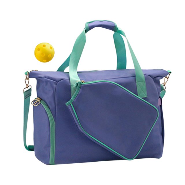 Lipstore Pickleball Racket Bag Crossbody Bag with Zipper Portable Carrying Bag Adjustable Cyan