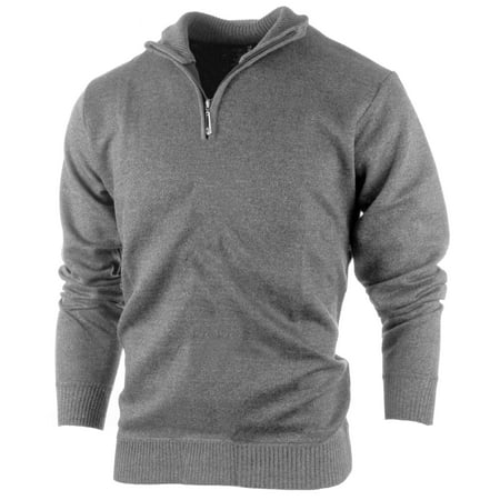 Men's Sophisticated Mid Zip Up Slim Fit Long Sleeve Turtleneck Sweater Grey (Best Slim Fit Sweaters)
