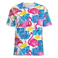 thumbnail image 5 of Flamingo Pattern T Shirts Basic T-Shirt Short Sleeve Ladies Tee Shirt Summer Graphic Clothing, 5 of 6