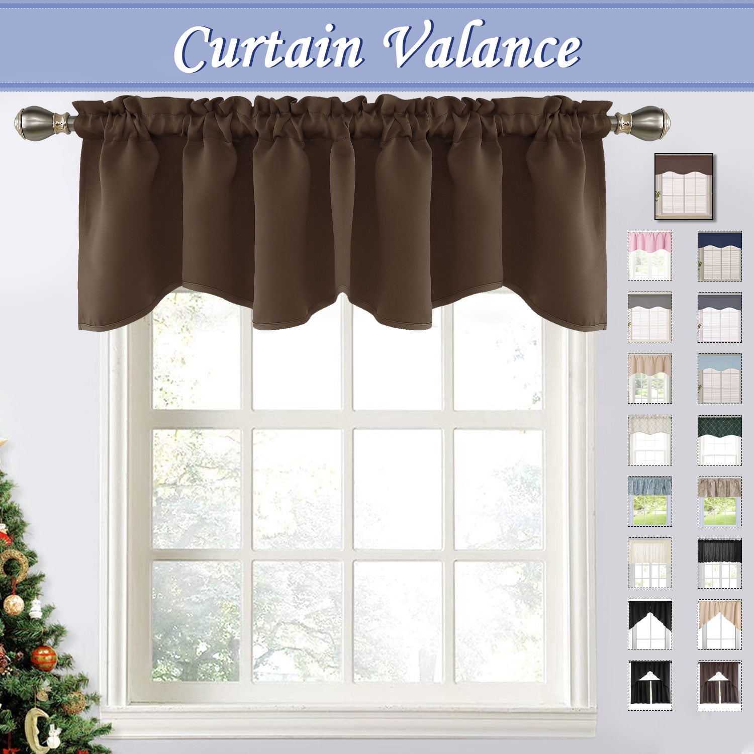 Home Coffee Blackout Window Valance for Kitchen, 52" x 18" Minimalism
