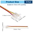 thumbnail image 3 of Uxcell Paquete de 10 conectores de tira de luz LED de 3 pines de 10 mm para tiras de luz LED de un solo color COB 2835 3528 [Rojo Amarillo Blanco], 3 of 6