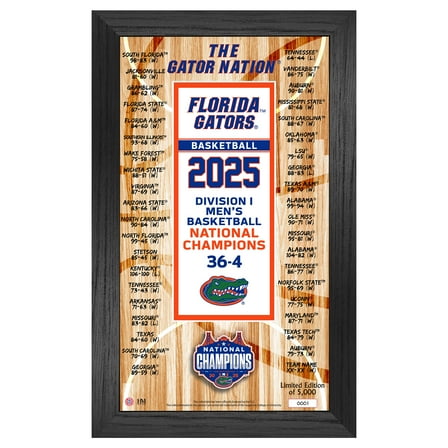 Highland Mint Florida Gators 2025 NCAA Men's Basketball National Champions 12" x 20" Signature Framed Banner