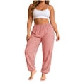 thumbnail image 5 of Horkkom Women's Pajama Bottoms Elastic Waist Striped Pants Casual Loose Comfy Lounge Pants with Pockets L, 5 of 6
