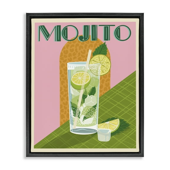 Stupell Industries Classic Retro Mojito Food & Beverage Painting Black Floater Framed Canvas Art Print Wall Art, 17 x 21