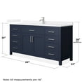thumbnail image 4 of Beckett 66" Dark Blue Single Vanity & White Quartz Top (1-Hole) & Nickel Trim, 4 of 5