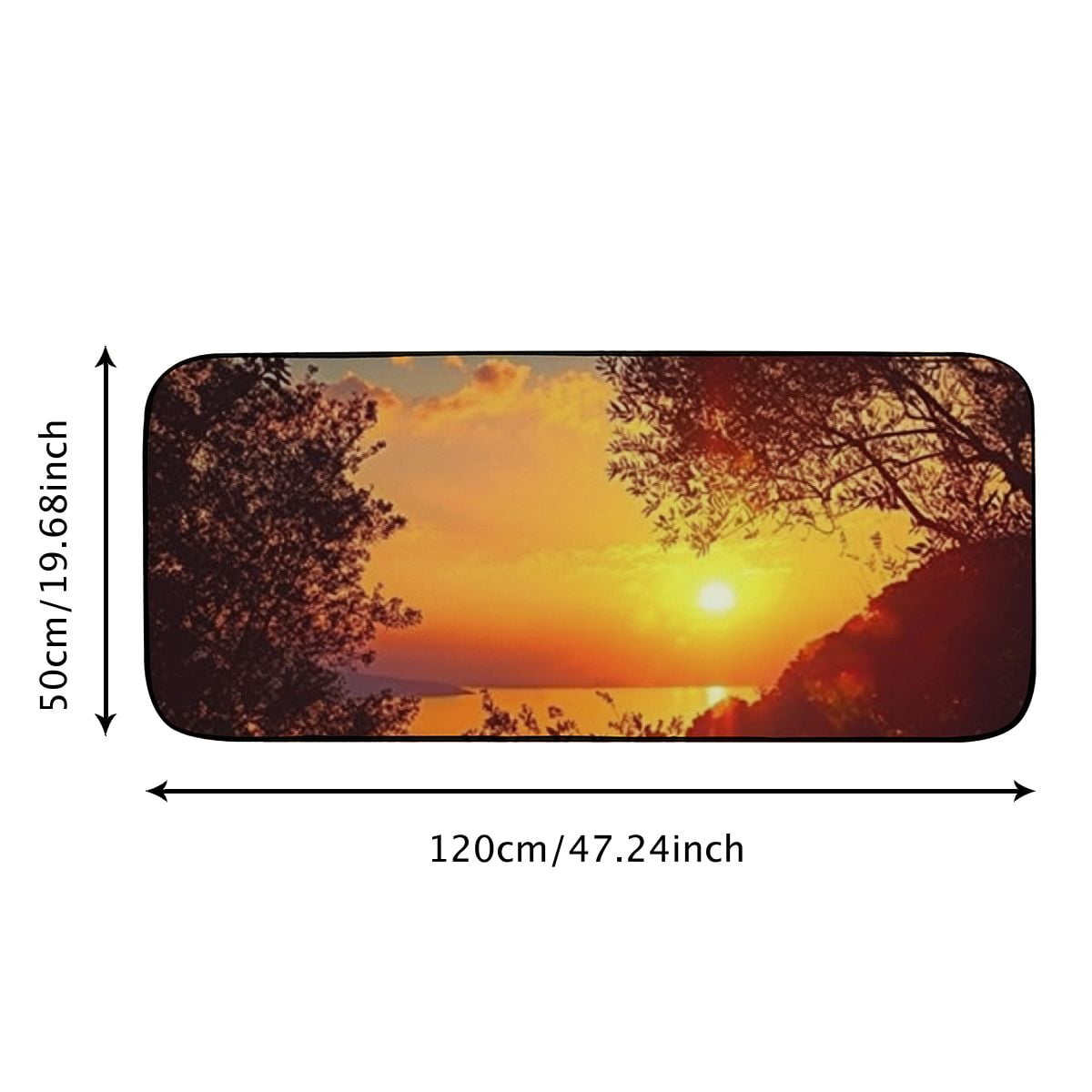 PHYHOO Decorative Door Mat, Door Mat with Non-Slip Rubber Backing, Easy Cleaning, Traps Dirt, Rug for Entry, Patio, Garage - Sun Sunset Sea Water Corfu Greece Trees Plants 19.68*47.24 in