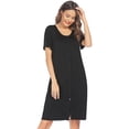 thumbnail image 3 of EKOUAER House Dresses for Women Button Down Nightgowns Short Sleeve Pleated Snap Front Mumu Dress, 3 of 6
