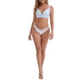 thumbnail image 2 of INSPIRE CHIC Women's Deep V Adjustable Straps Soft Underwire Support Minimizers Push-Up Front Closure Lace Everyday Bras L Light Blue, 2 of 5