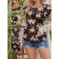 thumbnail image 3 of Weardear Maternity Shirts Flying Short Sleeve Side Ruched Pregnancy Tops (3 Pack), 3 of 5