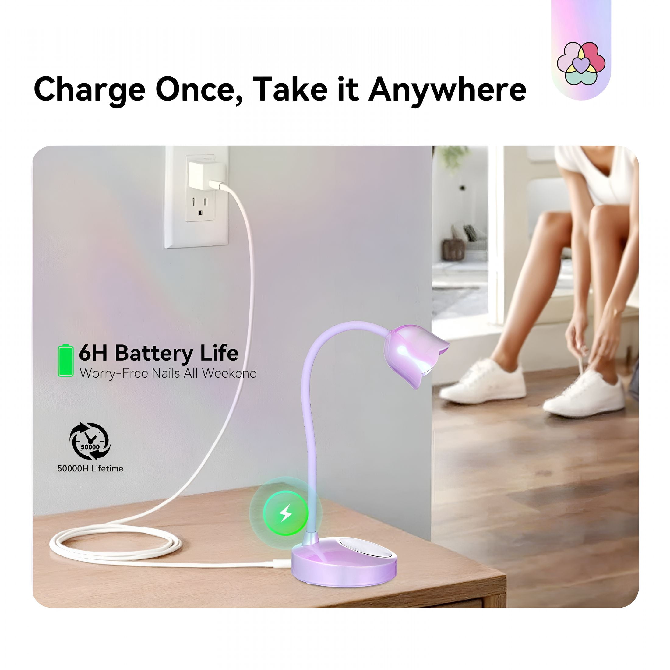 HIBIBUD 8S Fast Curing Nail Lamp: Smart Sensing 360° Gooseneck Gel Nail Uv Light 30W Led Nail Lamp with 3 Timers And Auto Sensor for Salon Diy Use Mermaid Pinkish Purple