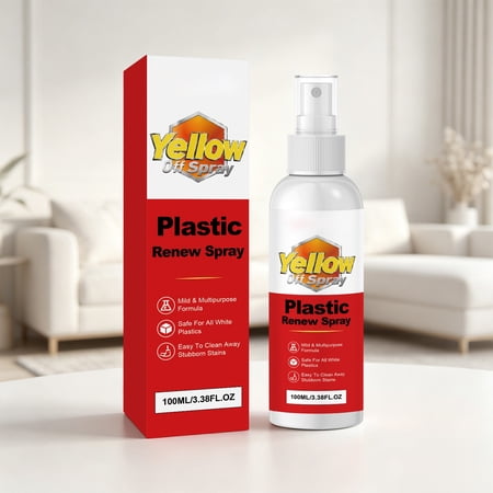Snmubt Plastic Restorer Spray 100ml, Fading Repair & Brightening for Car Interior & Exterior, Removes Yellowing from White Plastics
