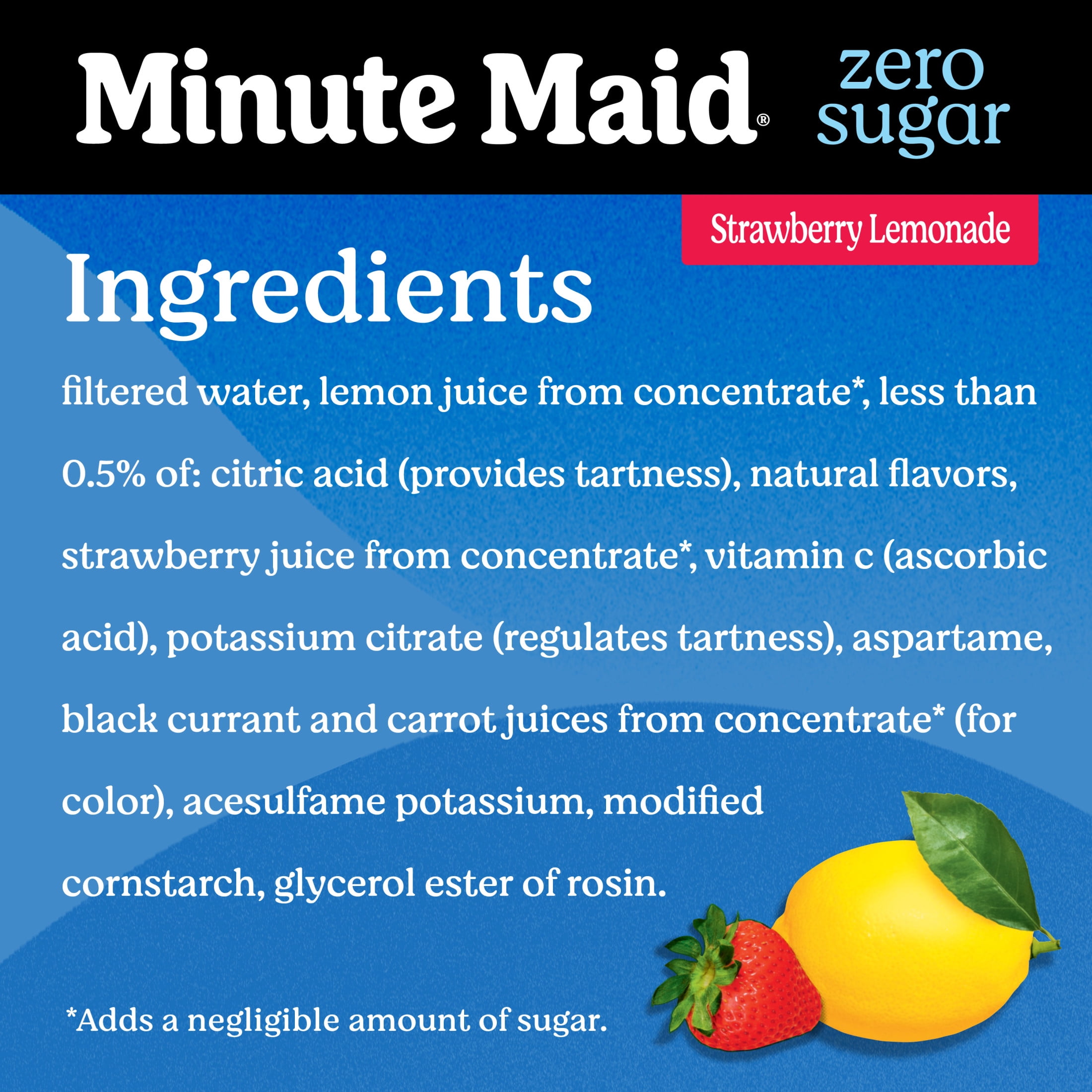 Minute Maid Zero Sugar Strawberry Lemonade Bottle, 52 fl oz