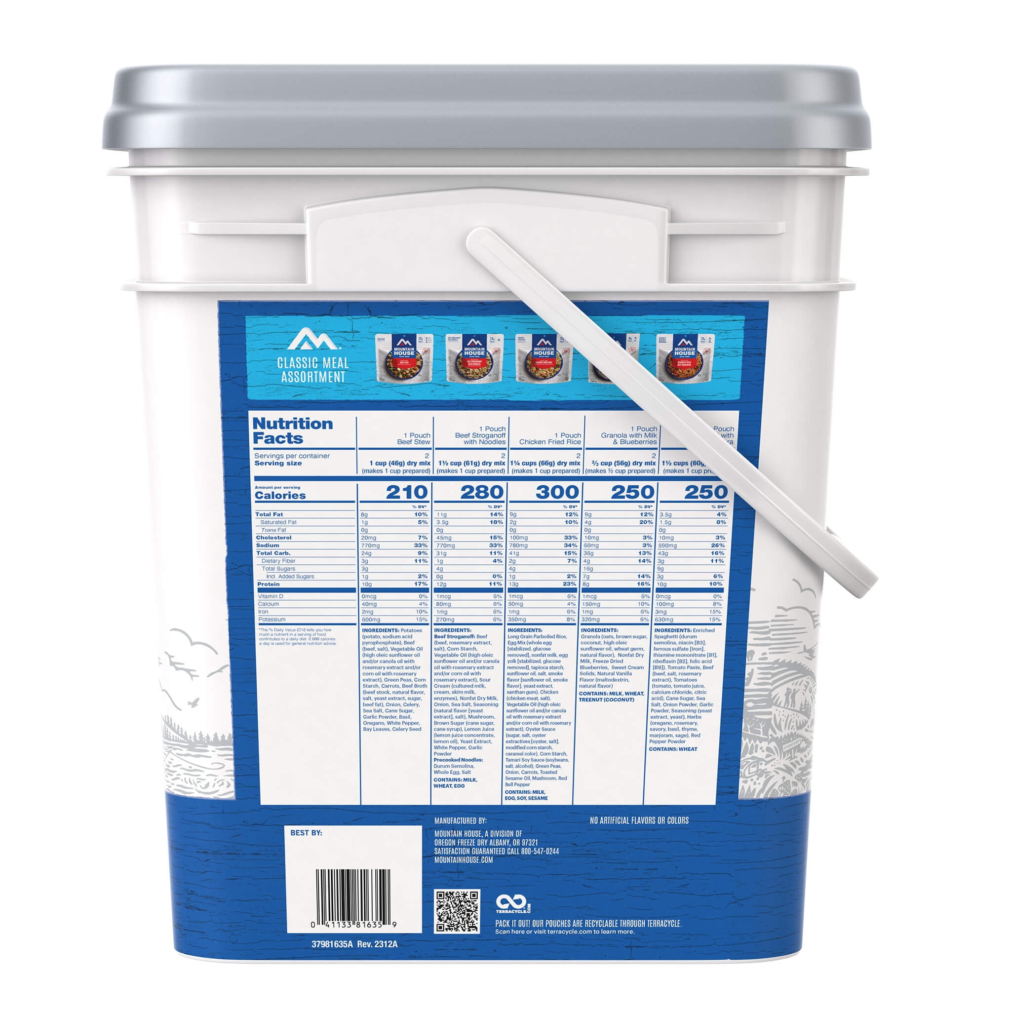 Mountain House Classic Bucket, Freeze-Dried Backpacking & Camping Food, 24 Servings