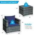 thumbnail image 2 of Gymax 3PCS Rattan Patio Conversation Furniture Set Outdoor Yard w/ Navy Cushion, 2 of 10