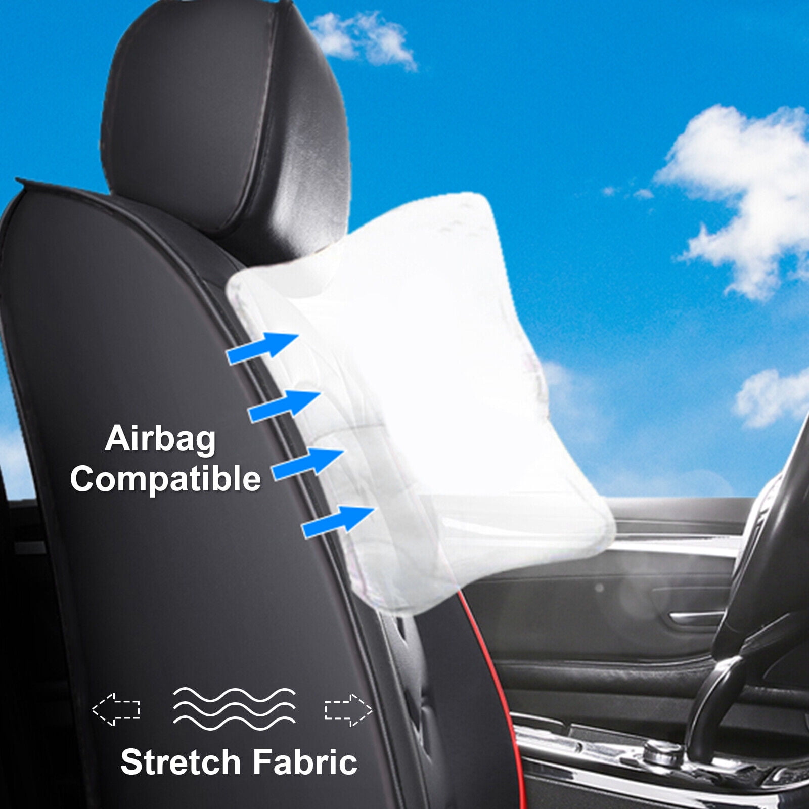 FANOTEK Car Seat Covers for Kia 5-Seat Sedans SUVs, Wear-resistant Leather Cushion Protector with Pillow, Front&Rear Full Set for Rio/ Rondo/ Spectra/ Cadenza/ Forte Koup