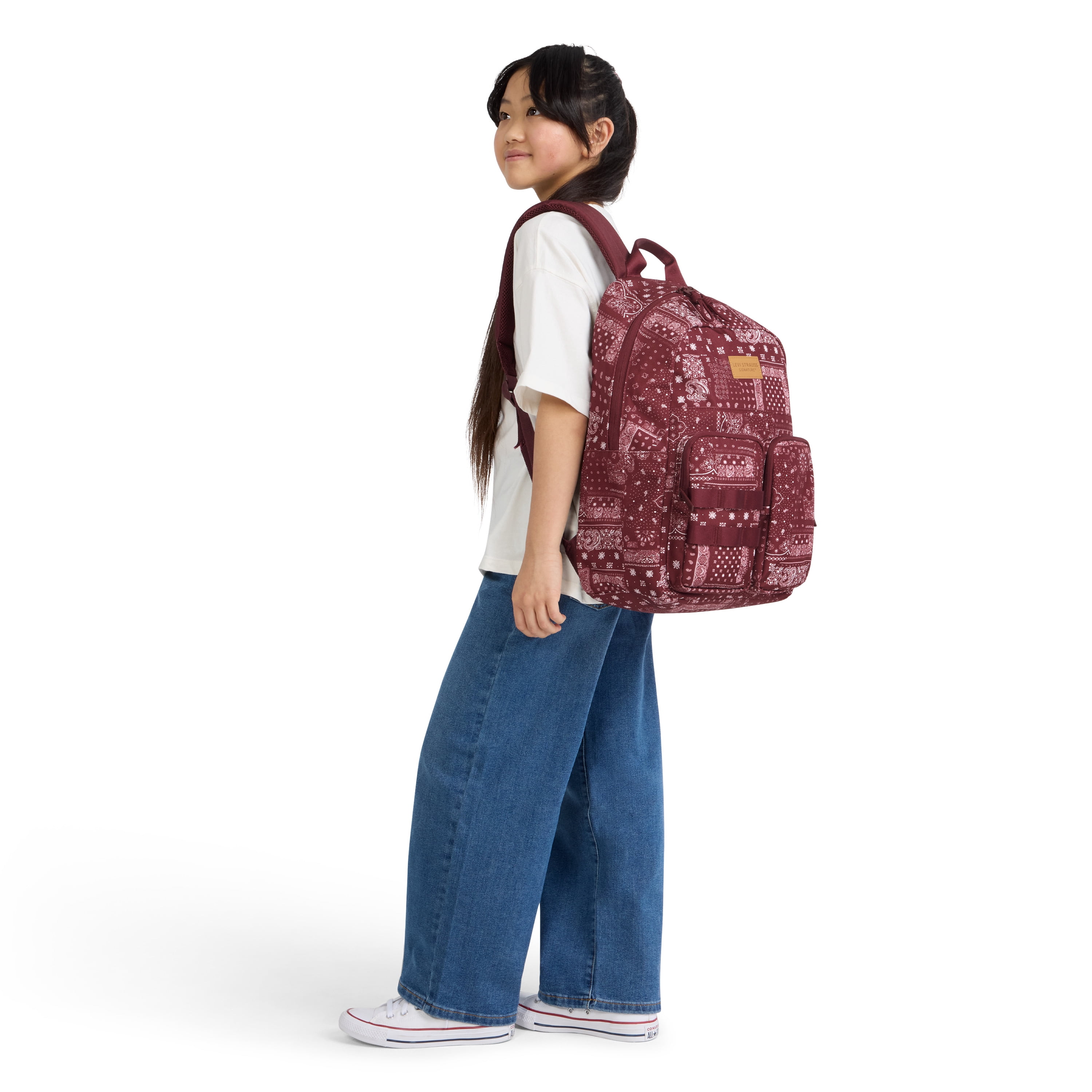 Levi Strauss Signature Unisex 17" Two Pocket Backpack, Red Bandana