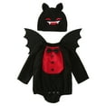 thumbnail image 5 of ASFGIMUJ Boys Girls Bat Monster Soft Cartoon Romper Bodysuits Outfits With Wing Hat 3Pcs, 5 of 8