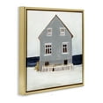 thumbnail image 3 of Stupell Industries Winter Beach House Landscape Nature Painting Gold Floater Framed Canvas Art Print Wall Art, 18 x 18, 3 of 9