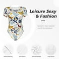 thumbnail image 6 of Balery Flowers Butterfly Women's Short Sleevee Crew Neck Bodysuit Tops Short Sleeve Tops Basic-Medium, 6 of 9