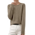 thumbnail image 2 of Difdany Women Long Sleeve Sweater Fall Winter Basic Casual Crewneck Sweaters 2024 Slim Fit Going Out Classic Pullover Tops Camel S, 2 of 6