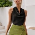 thumbnail image 5 of STETMN Women's Satin Tank Top Sleeveless Bow Halter Cowl Neck Formal Tops Officewear Casual Tank, 5 of 6