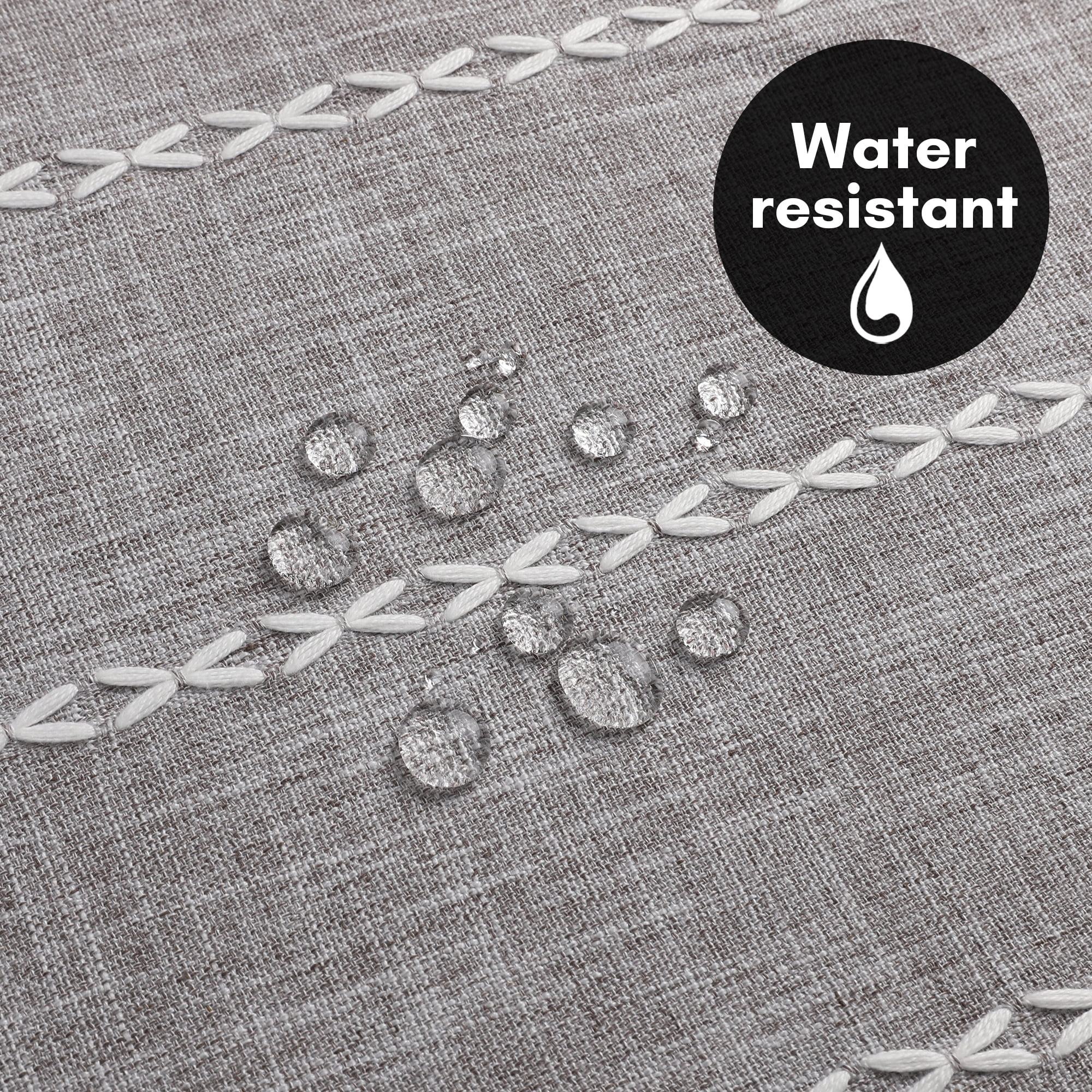 Americanflat 71x71 Woven Linen Gray Shower Curtain with Tassel Accents - Includes 12 Grommets and Hooks - 100% Polyester