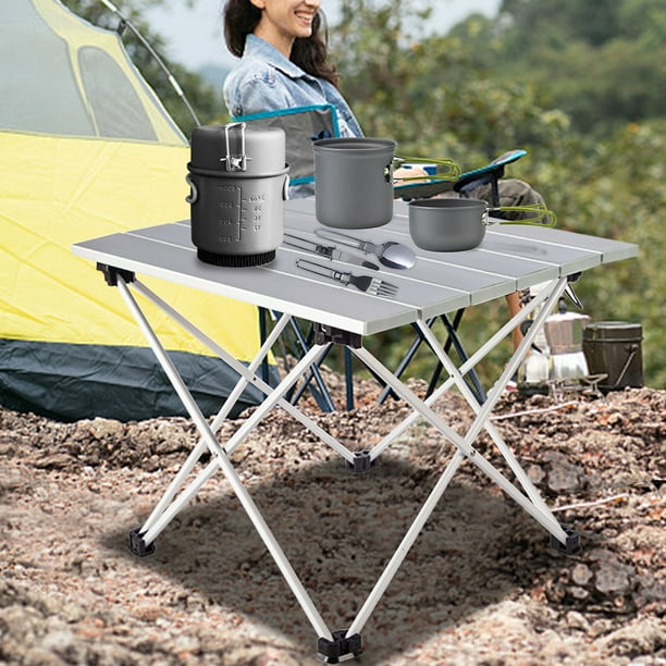 Yeacher Table pliante d'extérieur Table de camping en aluminium compacte  légère avec sac de transport pour la cuisine de pique-nique de barbecue de  plage 