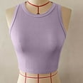 thumbnail image 6 of Women's Sleeveless Ribbed Knit Round Neck Sleeveless Tank Top Tee Casual Loose Fit Breathable Summer Vacation Beach Holiday Outfit | CSEONE,Purple L, 6 of 9