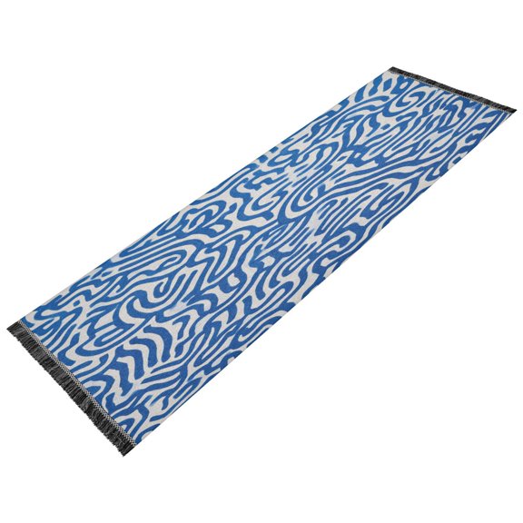 Vintage Modern Runner Rug,Non Slip Machine Washable 72"x23.5" Polyester Material Pet-Friendly Durable,Applicable to Entryway Rug Living Room Rug Blue Lines