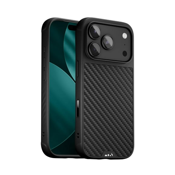Funda para Celular Mous iPhone 17 Pro Fibra de Carbono Negra